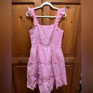 J. Crew Factory Pink Striped Smocked Dress